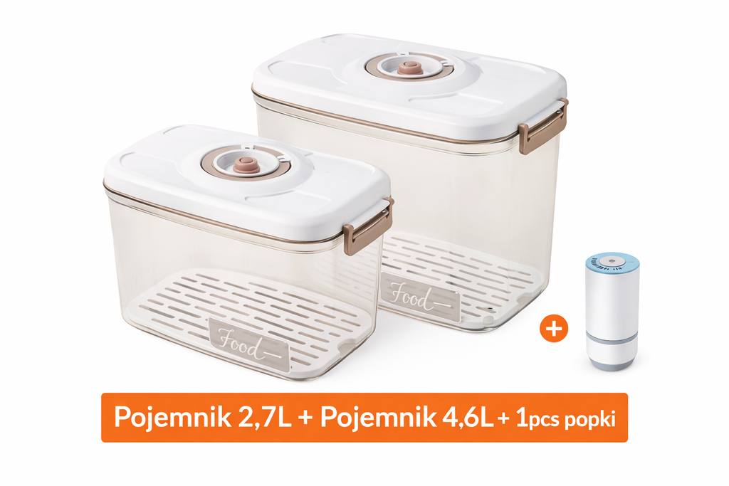Pudełko do przechowywania próżniowego. Świeże jedzenie nawet 5x dłużej